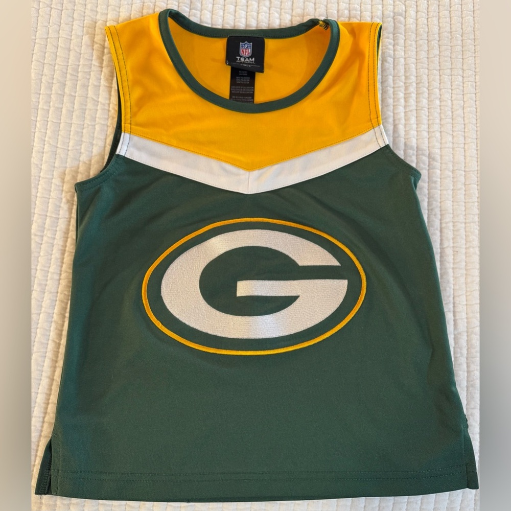 Green Bay Packers Team Cheer Girls Small (7-8) top tank shirt Good quality